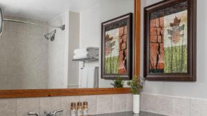 a bathroom with a shower and a sink at Marriott Grand Residence Luxury Studio sleeps 2 in South Lake Tahoe +24 photos