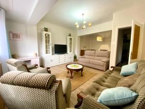 a living room with two couches and a tv at Parque de los Condes in Monforte de Lemos