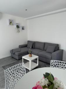 a living room with a couch and a table at Appartement 4 personnes in Vitry-sur-Seine