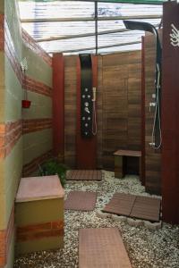 a bathroom with a shower in a building at El Triunfo Apart - Departamentos Equipados Potrero de los Funes in Potrero de los Funes