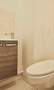 a bathroom with a toilet and a sink at La Perdrix in Sainte-Adresse +13 photos