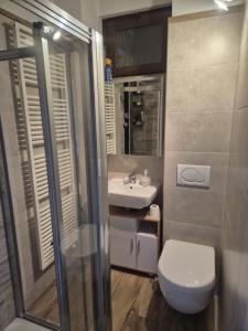 ein Badezimmer mit Toilette und Waschbecken in der Unterkunft Lake View Tower in Ghiffa