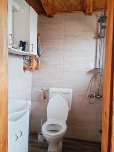 ヴィテズにあるKuca za odmorの白いトイレと洗面台のあるバスルーム