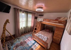 een slaapkamer met een stapelbed met een giraffe erin bij Spacious Stay near Lambeau in Green Bay