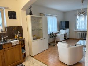 Kuchyň nebo kuchyňský kout v ubytování Moderne Ferienwohnung Lenzerheide mit Aussicht