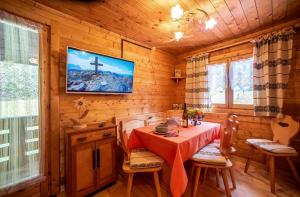 TV a/nebo společenská místnost v ubytování Fienile Rustico Alleghe Tabià