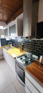 una cucina con fornelli e lavello di Casa tipo Estudio de concepto abierto, Centrica, Parrilla, Cochera Privada y Portón Eléctrico a San Nicolás de los Arroyos Altre 22 foto