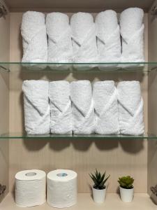 a bunch of rolls of toilet paper on a shelf at 스테이 포즈 서울 Stay Pause- Serene Loft Retreat in Seoul in Seoul