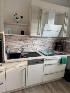 Kuchyň nebo kuchyňský kout v ubytování Naturnahe Ferienwohnung + 18 fotografií