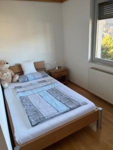 Postel nebo postele na pokoji v ubytování Alpenblick Trofaiach