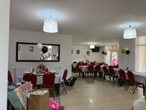 a party room with tables and chairs and balloons at ANK -HOME i PRESIDENT- NIK in Telcişor