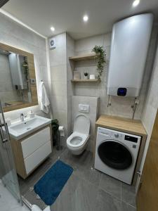 ヤホリナにあるBlue Winter Heavenのバスルーム(トイレ、洗面台、洗濯機付)