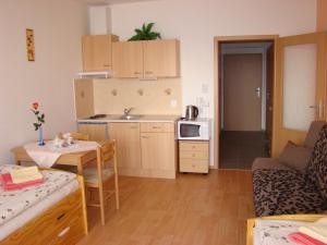 トレボンにあるApartment Relax-idealのキッチン、リビングルームが備わる小さなアパートメントです。