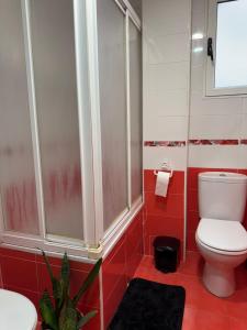 une salle de bain avec toilettes et douche dans l'établissement Hogar Mediterráneo, à Valence
