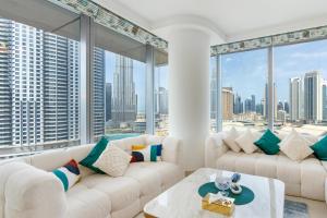 Prostor za sedenje u objektu King 2BR With Burj Khalifa View In Boulevard Point