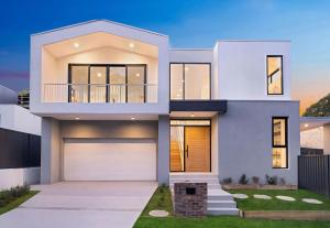 a rendering of a house with a garage at Luxurious 5 Bed Retreat with Pool near Gymea Village in Miranda