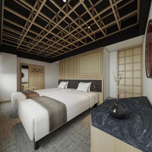 Postel nebo postele na pokoji v ubytování Fujinomiya Fujikyu Hotel