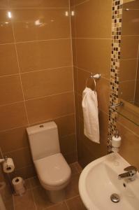 a bathroom with a toilet and a sink at Sapphire Hotel London in London