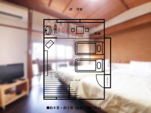 a drawing of a staircase in a bedroom at Japari Tateyama - Vacation STAY 84018v in Tateyama
