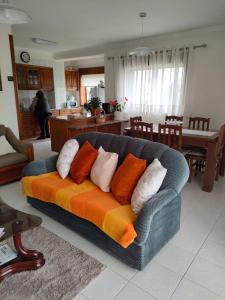 a couch with pillows on it in a living room at Apartamento T3 Amorosa in Viana do Castelo +29 photos