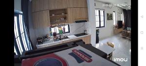 an aerial view of a kitchen with a pizza box at Bảo Trân Noval Phan Thiết in Bình Sum