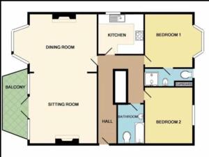 un plano de una casa en Seaview apartment, en West Cowes