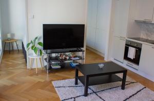 TV a/nebo společenská místnost v ubytování RD Apartments - Mustanlahden Helmi - Moderni asunto Tampereen keskustassa