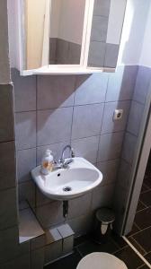 a bathroom with a sink and a toilet at Rickmersstraße 61 Bremerhaven in Bremerhaven