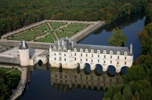 an aerial view of a castle on the water at Clos des Mésanges in Chisseaux