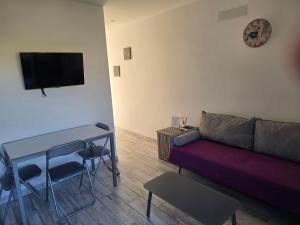 Televízia a/alebo spoločenská miestnosť v ubytovaní Mareverde Apartament