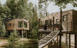a house with a staircase leading up to it at Laagen in Steinsholt