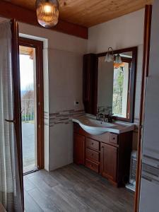 a bathroom with a sink and a mirror at La Gemma Netro in Netro