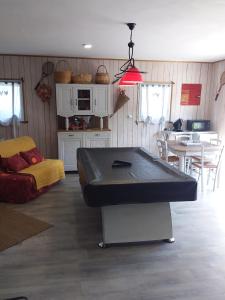 a living room with a ping pong table in it at Les Etoiles du mont d'Uzore in Chalain-dʼUzore