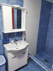 a bathroom with a white sink and a shower at Apartman Danilo i Filip in Risan