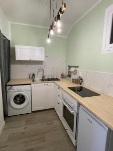 una cucina con lavello e lavatrice di Lili-Belle, maison de vacances a Livinhac-le-Haut