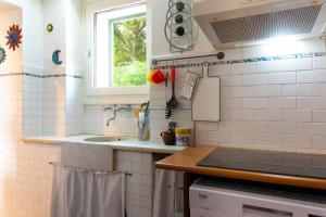 a kitchen with a sink and a counter top at Grazioso appartamento in campagna a Procchio in Marciana