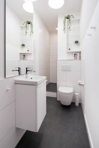 Jugendstil-Altbauwohnung an der Karlsaue - 120qm, Klimaanlage, neu saniert, zentrale Lage في كاسيل: حمام أبيض مع حوض ومرحاض +11 صورة