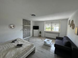 Μια τηλεόραση ή/και κέντρο ψυχαγωγίας στο Fewo BOHO Vintage nähe Salzburg