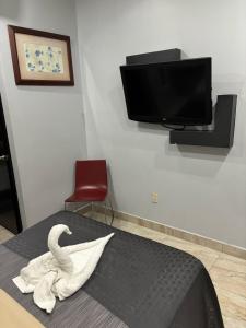 TV a/nebo společenská místnost v ubytování Hotel Diaz