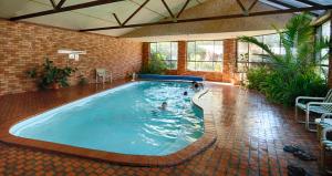 a large swimming pool with people in the water at Pinnacle Holiday Lodge in Halls Gap