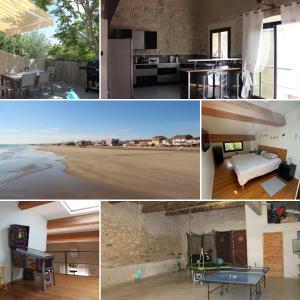a collage of photos of a house at La Galinette Family Loft in Sigean