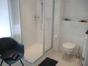 a bathroom with a shower and a toilet at Casa Felice by Fewotessin in Brissago +25 photos