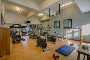 a gym with several treadmills and exercise bikes at NH Bariloche Edelweiss in San Carlos de Bariloche +52 photos