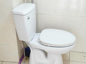 un aseo blanco sentado en un baño en Warm Haven 501DM, en Hanói 8 fotos más