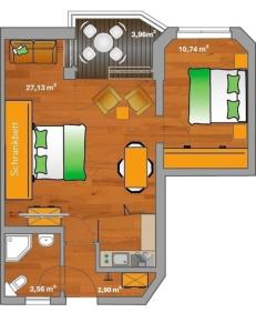 un plan d'étage d'une maison dans l'établissement ancora Marina Haus 1 Nr 08, Typ 2, à Neustadt in Holstein