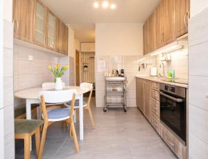 Kuchyň nebo kuchyňský kout v ubytování Apartament Flora