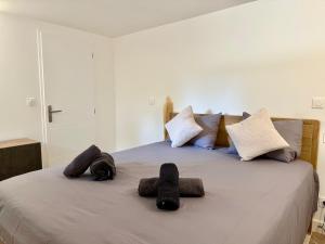 Ένα ή περισσότερα κρεβάτια σε δωμάτιο στο Pyla sur mer appartement terrasse a 100m de la plage