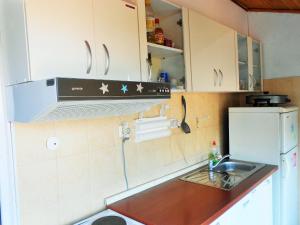 uma pequena cozinha com um lavatório e um frigorífico em Apartman Andrija em Opatija