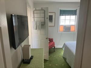 a room with a television and a bed and a window at Green garden view in New Orleans