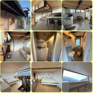 a collage of photos of a living room and a house at Bed&Cheese Deggio in Quinto